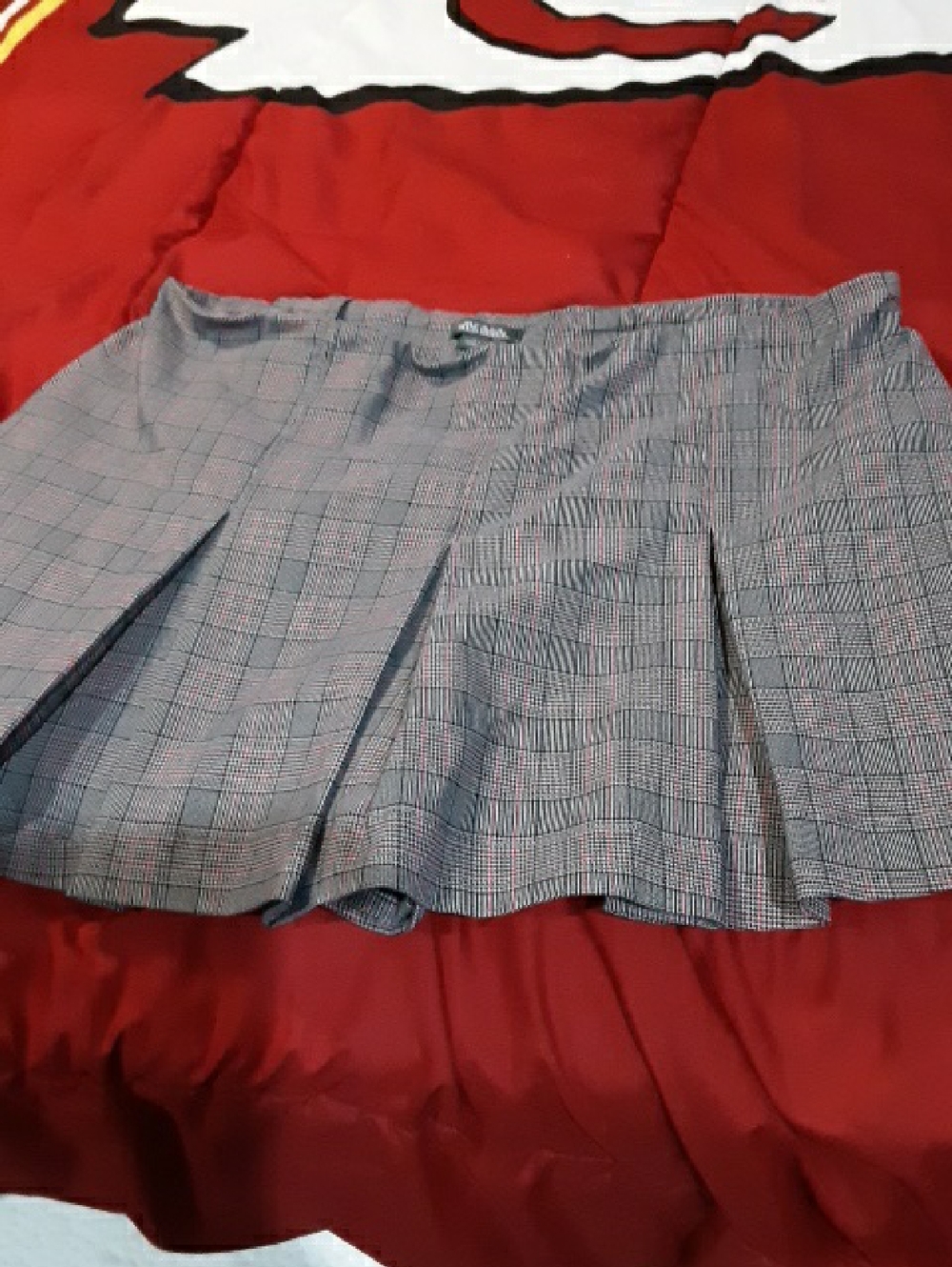 wild fable Gray Plaid Pleated Mini Skirt Stretchy Size Large Nice